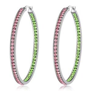 Pink and green hoops these are very cute earrings